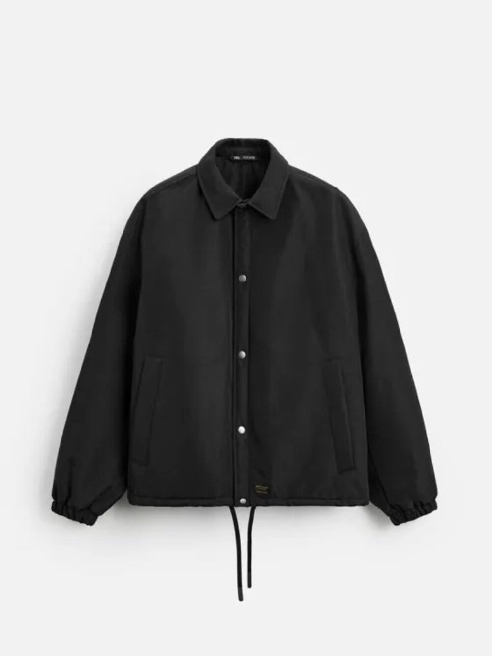 ZARA Men Quilted High-Tech Fabric Jacket Black Snap Button Coach Jacket,sz.M NEW
